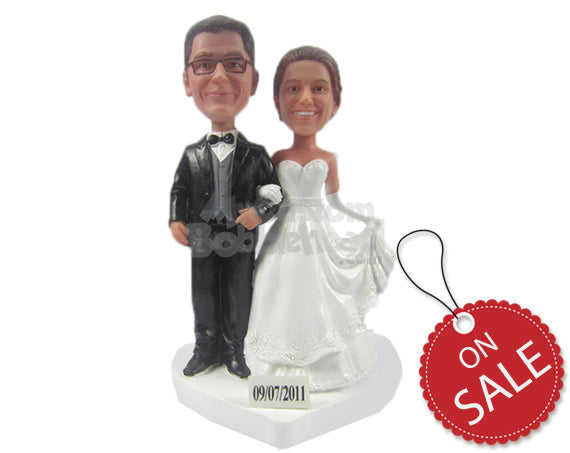 Custom Bobblehead Lovely Wedding Couple Standing Hand In Hand In Beautiful Wedding Attire - Wedding & Couples Bride & Groom Personalized Bobblehead & Cake Topper Custom Bobblehead Lovely Wedding Couple Standing Hand In Hand In Beautiful Wedding Attire - Wedding & Couples Bride & Groom Personalized Bobblehead & Cake Topper